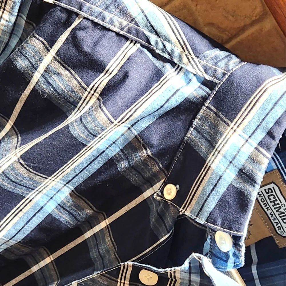 🌸 3/$25 🌸 Schmidt Work Wear Mens Plaid Short Sleeve Shirt-Size M